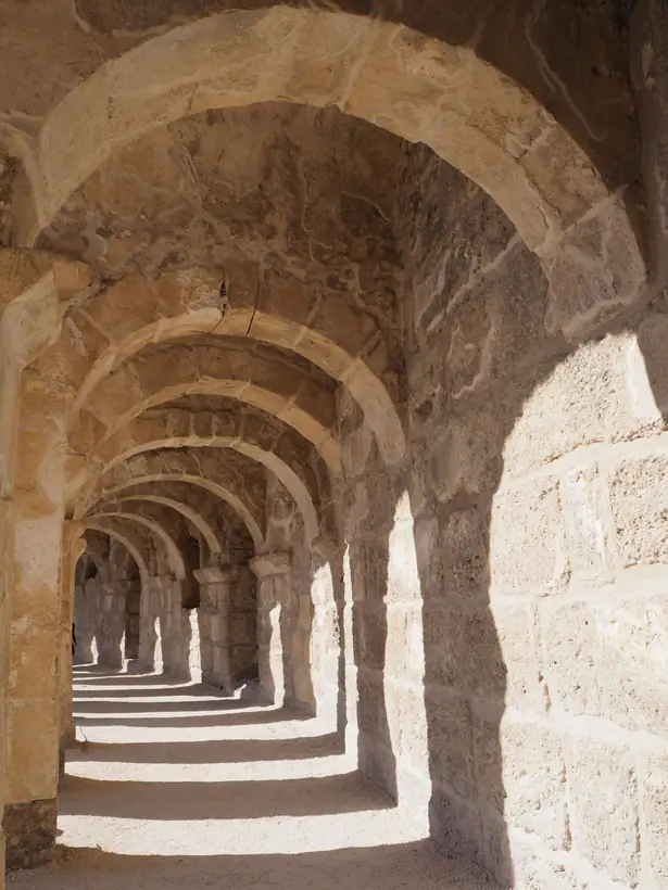 Stone corridor, low sun