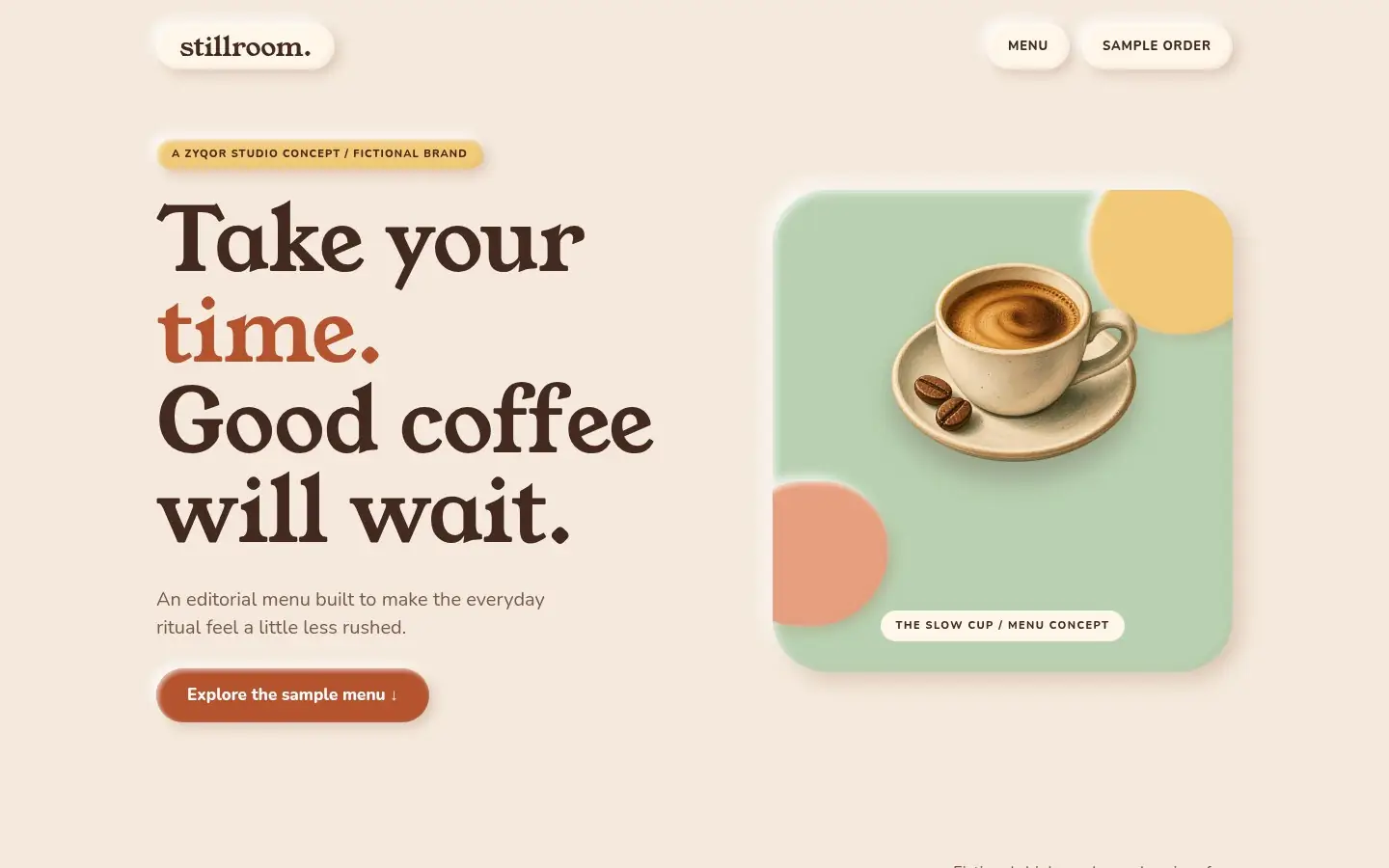 Stillroom homepage on a desktop screen