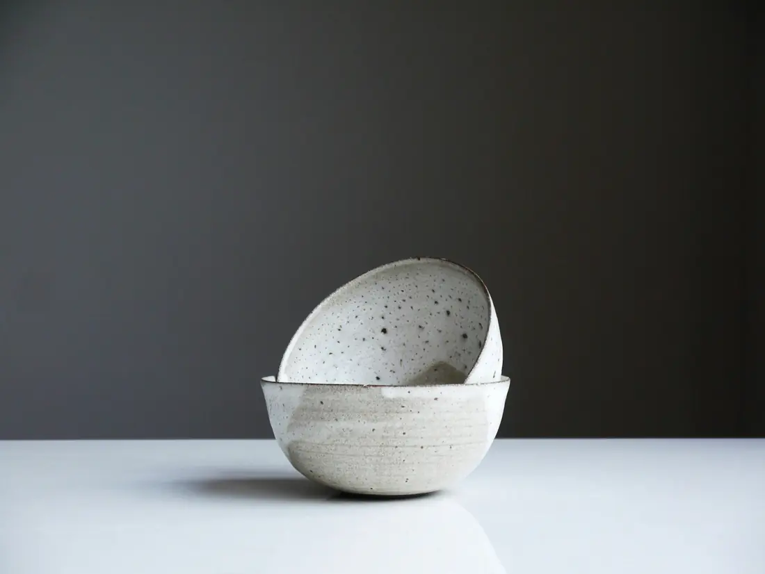 Two white ceramic bowls
