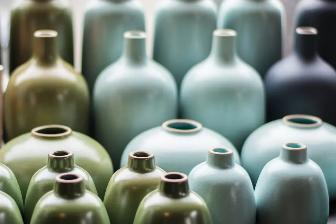 Filed stoneware jugs