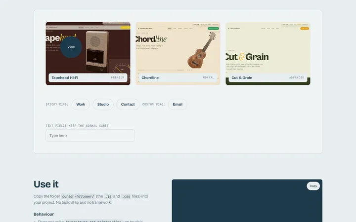 Cursor follower component demo