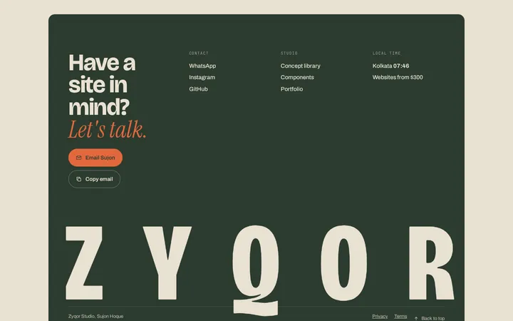 Footer with wordmark component demo