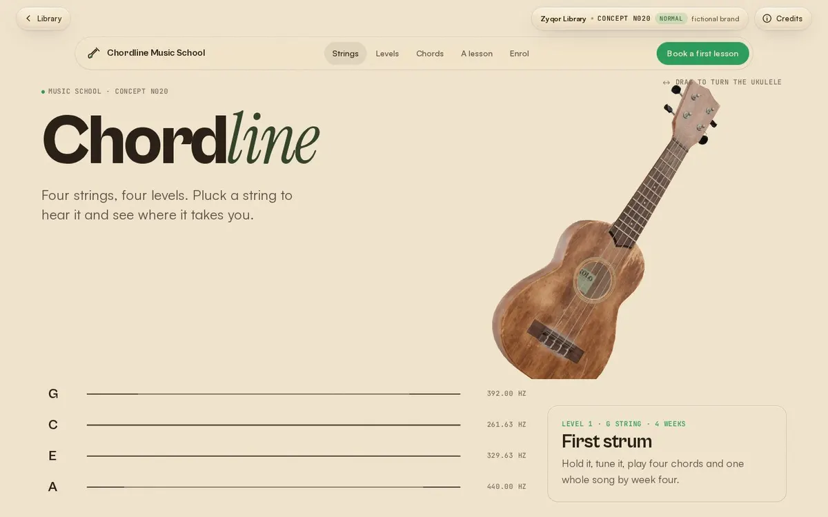Chordline Music School concept page