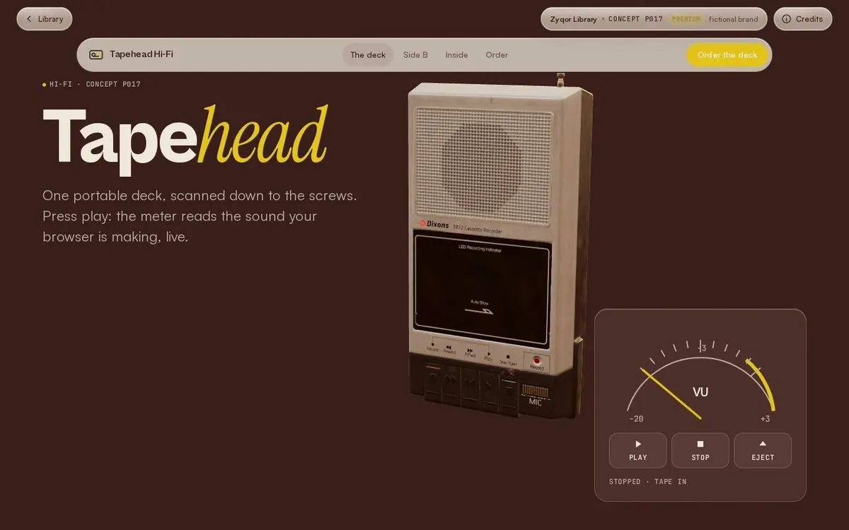Tapehead Hi-Fi concept page