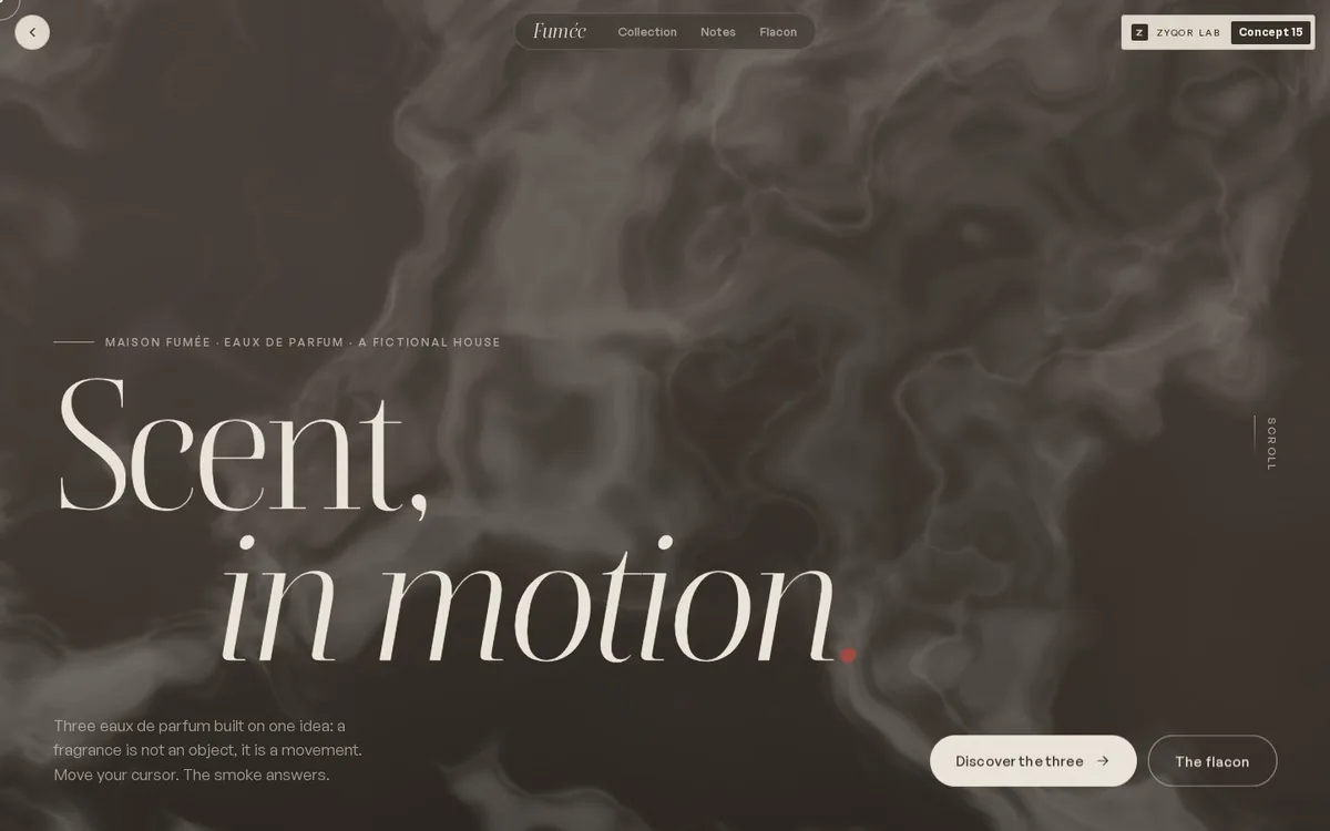 Fumée concept, first screen