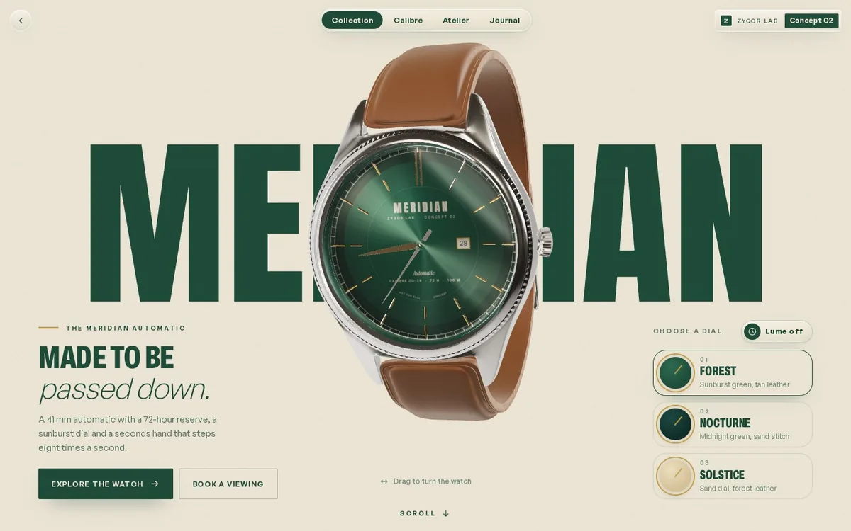 Meridian concept, first screen