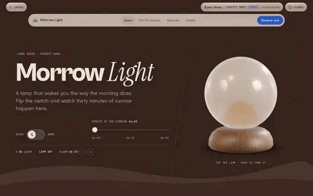 Morrow Light concept, a screenshot of its real-time 3D first screen